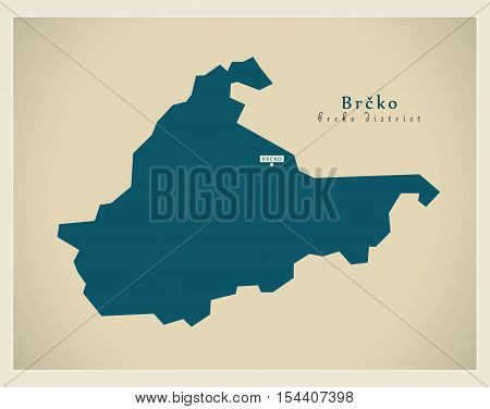 Modern Map - Brcko BA Bosnia Herzegovina illustration vector