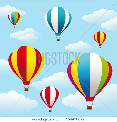 colorful air balloons on the blue sky