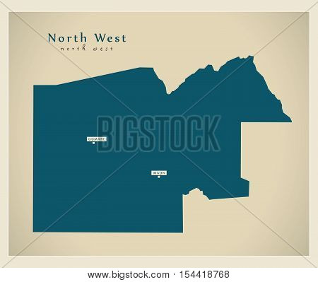 Modern Map - North West BW Botswana illustration vector