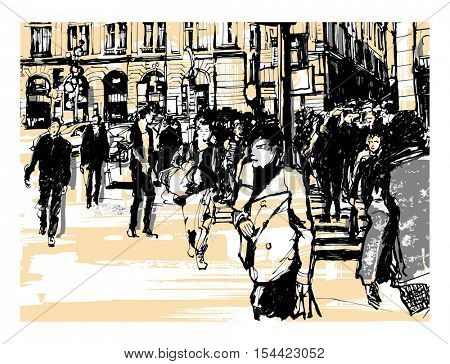 France, Paris Gare St-Lazare - vector illustration