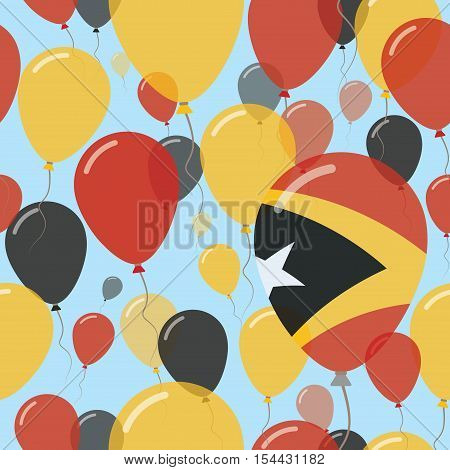 Timor-leste National Day Flat Seamless Pattern. Flying Celebration Balloons In Colors Of East Timore