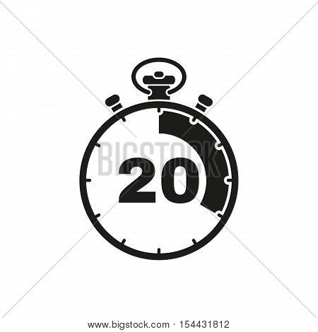 The 20 seconds, minutes stopwatch icon. Clock and watch, timer, countdown symbol. UI. Web. Logo. Sign. Flat design. App. Stock vector