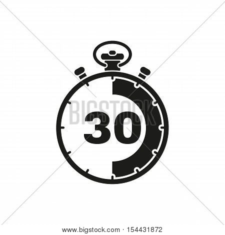 The 30 seconds, minutes stopwatch icon. Clock and watch, timer, countdown symbol. UI. Web. Logo. Sign. Flat design. App. Stock vector