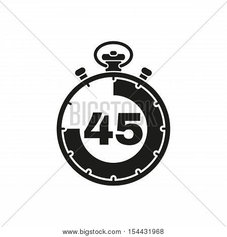The 45 seconds, minutes stopwatch icon. Clock and watch, timer, countdown symbol. UI. Web. Logo. Sign. Flat design. App. Stock vector