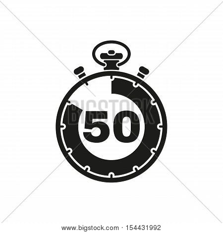 The 50 seconds, minutes stopwatch icon. Clock and watch, timer, countdown symbol. UI. Web. Logo. Sign. Flat design. App. Stock vector