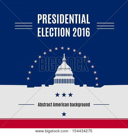 USA presidential election day concept with White house and Capitol building light silhouette with text place on it. Vector illustration