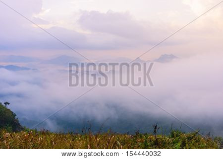 Sunrise Scene With The Peak Of Mountain And Cloudscape