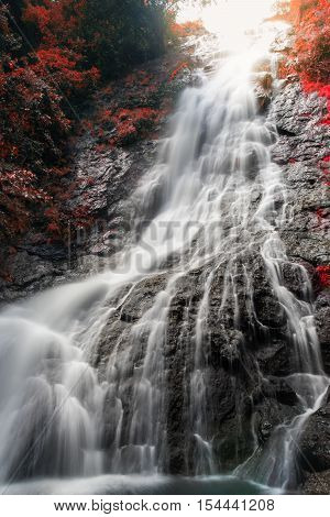 Amazing Beautiful Waterfalls In Autumn Forest At Sarika Waterfall In Nakhonnayok, Thailand.