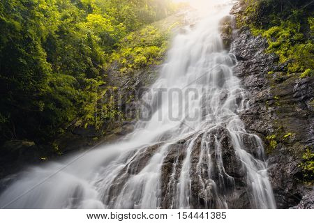 Amazing Beautiful Waterfalls In Autumn Forest At Sarika Waterfall In Nakhonnayok, Thailand.