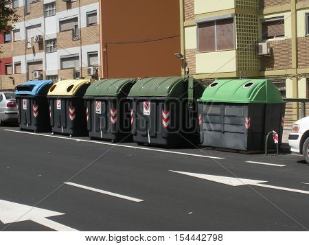 Bin containers in Saragossa Spain. Taken on the 26th of July of 2015