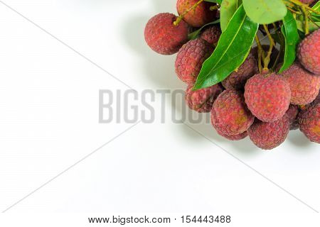 Close up Of Fresh lychees on white background.