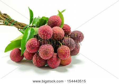 Close up Of Fresh lychees on white background.