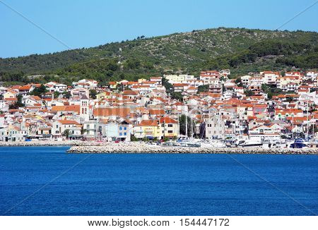 Landscape of the city of Vodice on the Adriatic Sea in Croatia.