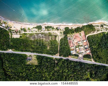 Top View of Tabatinga Beach, Caraguatatuba, Sao Paulo, Brazil