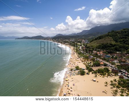 Aerial View of Cocanha Beach, Caraguatatuba, Sao Paulo, Brazil