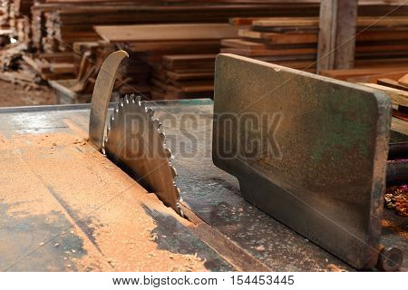 table saw in workshop , table saw for cutting wood