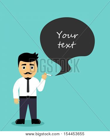 Vector illustration of smoking an office worker man.
