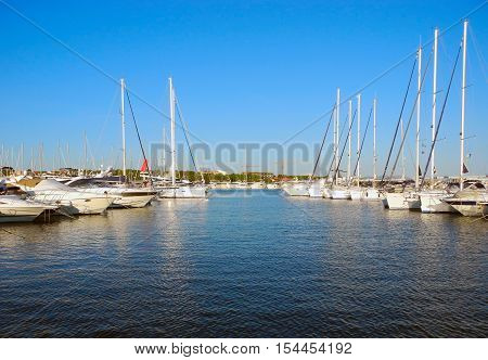 Yachts in the port of Vodice Adriatic coast Croatia.