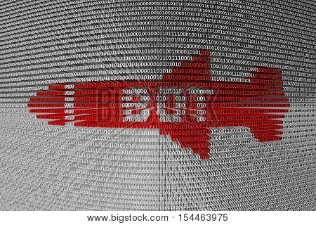 BOT in the form of cruise missiles in binary code 3D illustration