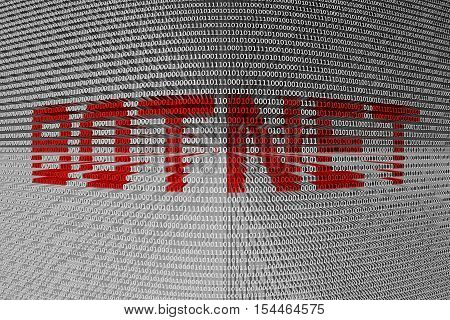 BOTNET in the form of binary code, 3D illustration
