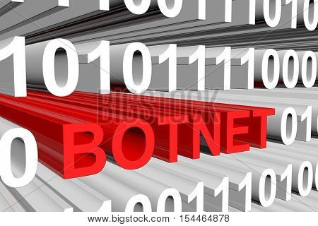 the botnet is presented in the form of binary code 3d illustration