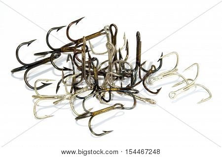 Fishing hooks isolated on a white background
