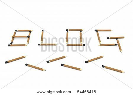 BLOG in the form of pencils on white background 3D illustration