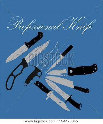 professional knife vector drawing isolated blue background