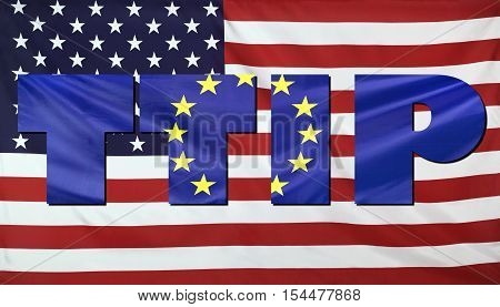 Ttip Concept Usa And Eu Flags Composition