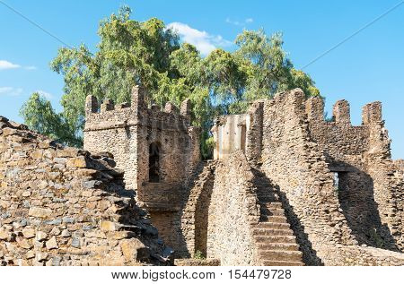 Ethiopia Gondar ancient buildings in the Imperial quarter