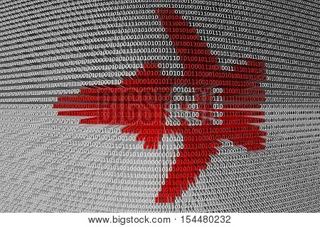 AI aircraft binary code background  3d illustration