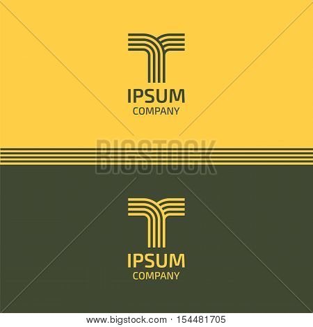 Letter T logo design template. Line vector symbol. Abstract image of the road.