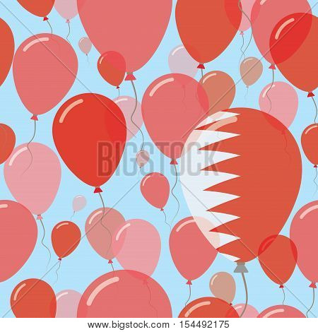 Bahrain National Day Flat Seamless Pattern. Flying Celebration Balloons In Colors Of Bahraini Flag.