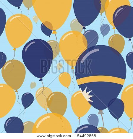 Nauru National Day Flat Seamless Pattern. Flying Celebration Balloons In Colors Of Nauruan Flag. Hap