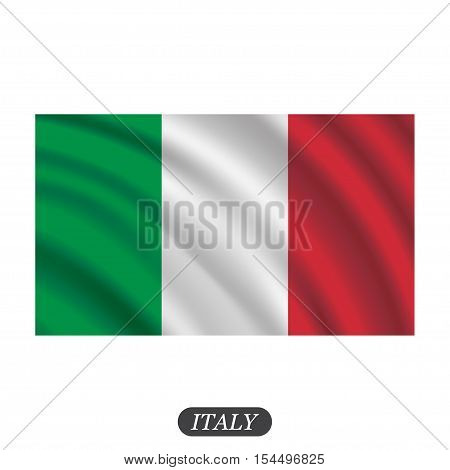 Waving Italy flag on a white background. Vector illustration