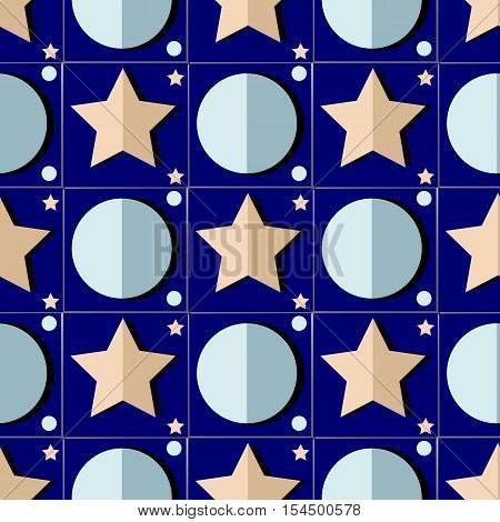 vector pattern includes stars and moon and looks like applique