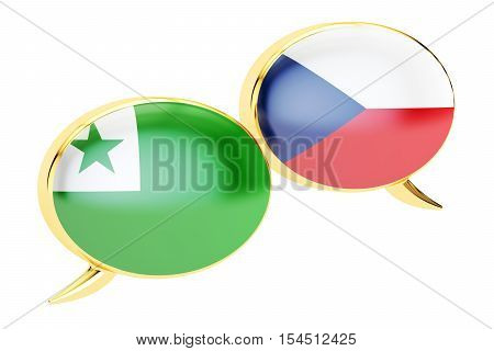 Speech bubbles Czech-Esperanto translation concept. 3D rendering