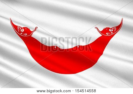 Flag of Easter island - Rapa Nui (Chile) Hanga Roa - Polynesia. 3d illustration