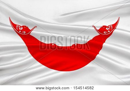 Flag of Easter island - Rapa Nui (Chile) Hanga Roa - Polynesia. 3d illustration
