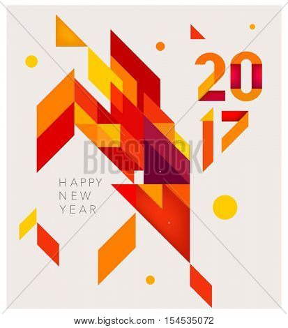Minimalistic Vector abstract background. Red  and yellow geometric shapes. New Year 2017. To design a calendar, postcards, flyers and other Christmas products. EPS 10