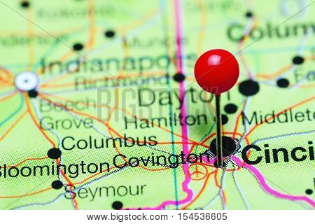 Covington pinned on a map of Kentucky, USA
