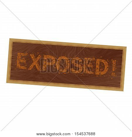 exposed orange wording on picture frame wood brown background