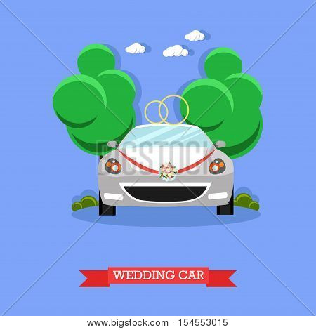 Wedding car - stock vector illustration in flat style