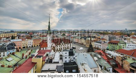 Panorama of the city skyline in Olomouc Czech Republic. Europe.
