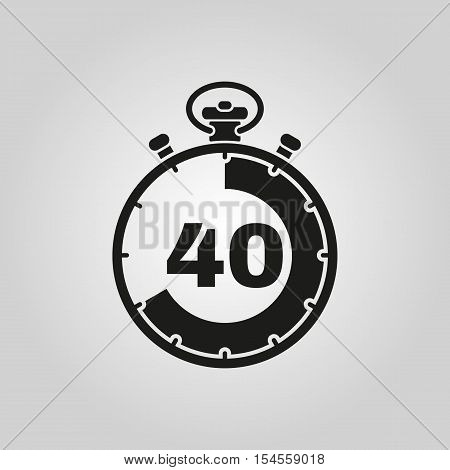 The 40 seconds, minutes stopwatch icon. Clock and watch, timer, countdown symbol. UI. Web. Logo. Sign. Flat design. App. Stock vector