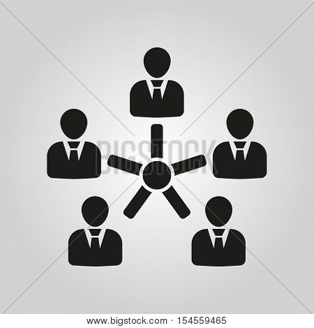 The management icon. Team and group, teamwork, people, alliance symbol. UI. Web. Logo. Sign. Flat design. App. Stock vector
