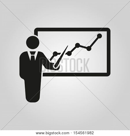 The staff training icon. Presentation and lectures, presentations, workshops, seminar symbol. UI. Web. Logo. Sign. Flat design. App. Stock vector