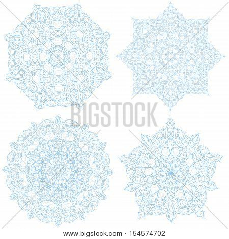 Hand-drawn christmas lace frame, mandala. Retro pattern can be used for wallpaper, pattern fills, web page background, surface textures - stock vector.