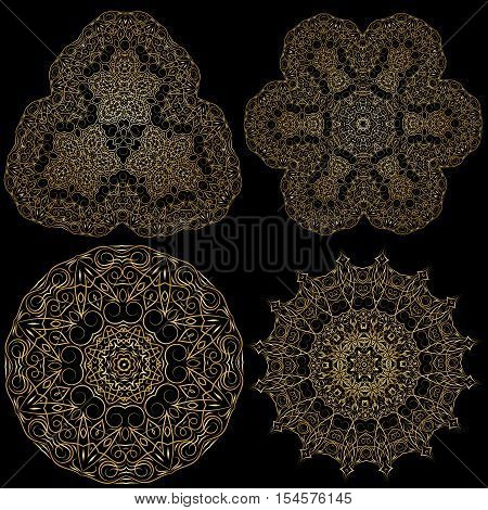 Hand-drawn christmas lace frame, mandala. Retro pattern can be used for wallpaper, pattern fills, web page background, surface textures - stock vector.