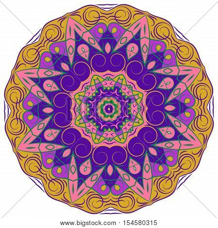 Hand-drawn christmas lace frame, mandala. Retro pattern can be used for wallpaper, pattern fills, web page background, surface textures - stock vector.